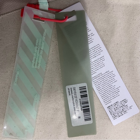 Off-White Diagonal Print Denim Jacket In Neutrals - Picture 10 of 10